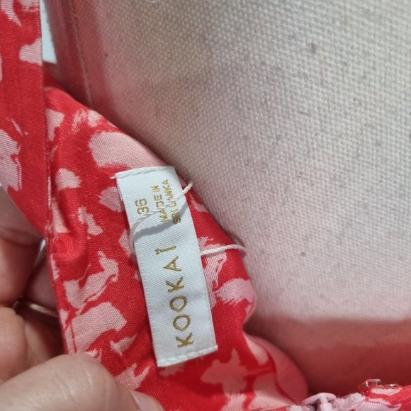 Kookai Rio Pink Sleeveless Abstract Print Drawstring Mini Dress Size 36 - Picture 7 of 8